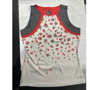 Bolle Womens Floral Activewear Tank Top Red Grey White Tennis Golf Gym Size M